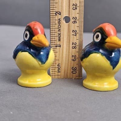 Vintage Kookaburra Bird Ceramic Salt and Pepper Shakers Japan Hand Painted - Thumbnail 7