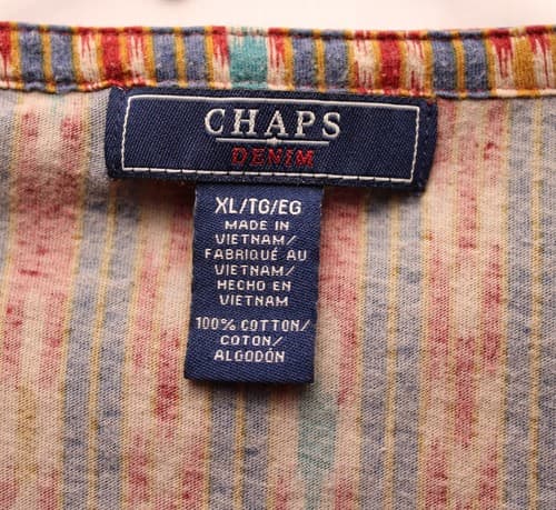 Chaps Denim Tunic Size M/L Multicolor 3/4 Sleeve Cotton - Thumbnail 4