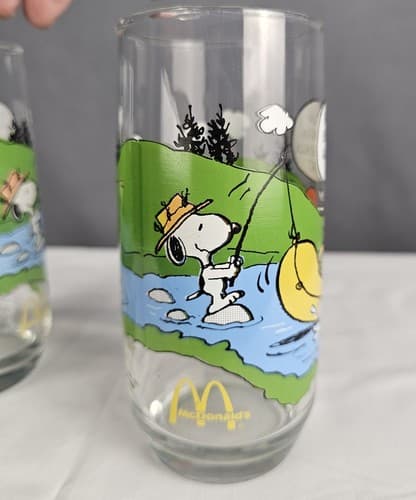 McDonalds VTG 1968 Camp Snoopy Collection Drinking Glasses Charlie Brown 2 Set - Thumbnail 8