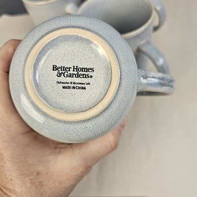 Better Homes & Gardens Large Coffee Mug Linette Blue Gray Speckled 16oz Set Of 4 - Thumbnail 4