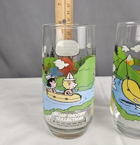 McDonalds VTG 1968 Camp Snoopy Collection Drinking Glasses Charlie Brown 2 Set - Thumbnail 3