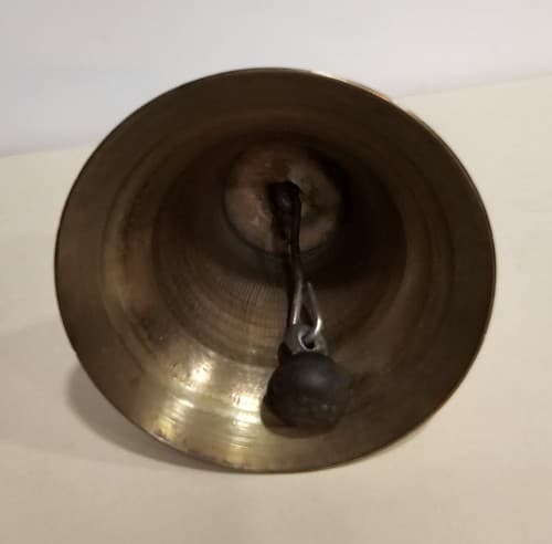 Vintage BRASS School House Hand Dinner BELL 8” Tall Large Antique Original - Thumbnail 3