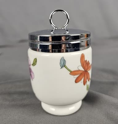 Royal Worcester Astley Egg Coddler Porcelain with Floral Purple Flowers Single - Thumbnail 2