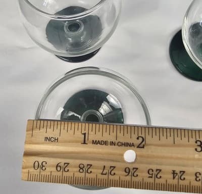 4 Arcoroc Mid Century Crystal Small Port Glasses Liquoir Emerald Green Stems - Thumbnail 7