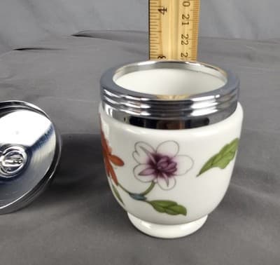 Royal Worcester Astley Egg Coddler Porcelain with Floral Purple Flowers Single - Thumbnail 13