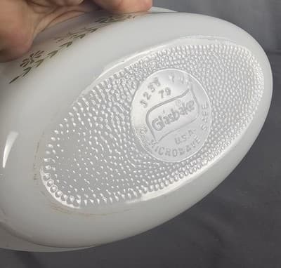 Vintage Glasbake 1 QT Oval Baking Dish Green Daisy Pattern Collectible - Thumbnail 7