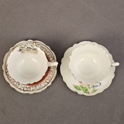 2 Vintage Miniature Tiny Tea Cup & Saucer Sets Made In Occupied Japan - Thumbnail 4