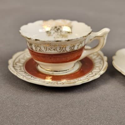 2 Vintage Miniature Tiny Tea Cup & Saucer Sets Made In Occupied Japan - Thumbnail 3