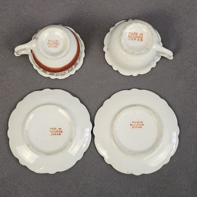 2 Vintage Miniature Tiny Tea Cup & Saucer Sets Made In Occupied Japan - Thumbnail 6