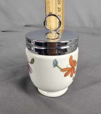 Royal Worcester Astley Egg Coddler Porcelain with Floral Purple Flowers Single - Thumbnail 9