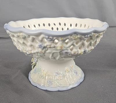 Vintage China Porcelain Figural Multi Color Roses Tealight Candle or Candy Dish - Thumbnail 7