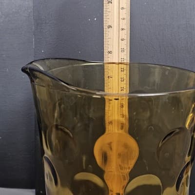 1960s Vintage Hazel Atlas El Dorado Circle Pattern Amber Glass Pitcher 64 oz EUC - Thumbnail 7
