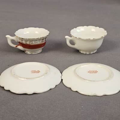 2 Vintage Miniature Tiny Tea Cup & Saucer Sets Made In Occupied Japan - Thumbnail 7