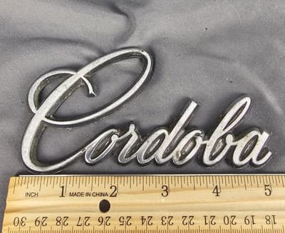 Cordoba Chrysler OEM 1975 1976 1977 Chrome Emblem Badge Logo Nameplate Vintage - Thumbnail 2