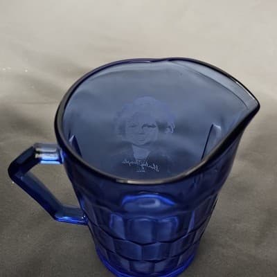 Vintage Cobalt Blue Glass Shirley Temple Pitcher Creamer 4" - Thumbnail 4