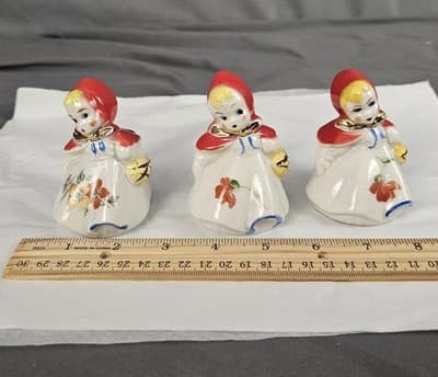 3 Vintage Little Red Riding Hood Salt & Pepper Shakers - Thumbnail 8