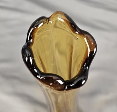 LE Smith 11 1/2 inch Tall Stretch Vase Excellent Amber - Thumbnail 4
