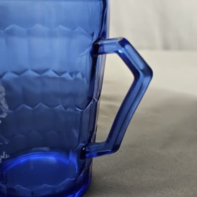 Vintage Cobalt Blue Glass Shirley Temple Pitcher Creamer 4" - Thumbnail 7