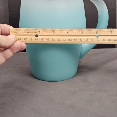 VTG Glass Blendo mid Century Blue Pitcher Frosted Gold Trim Water Juice Bar - Thumbnail 9