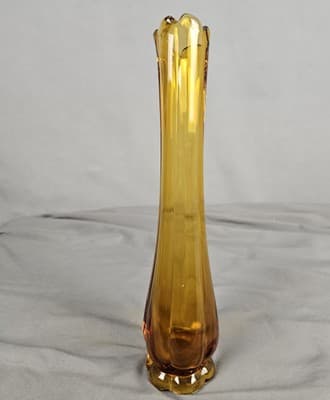 LE Smith 11 1/2 inch Tall Stretch Vase Excellent Amber - Thumbnail 2
