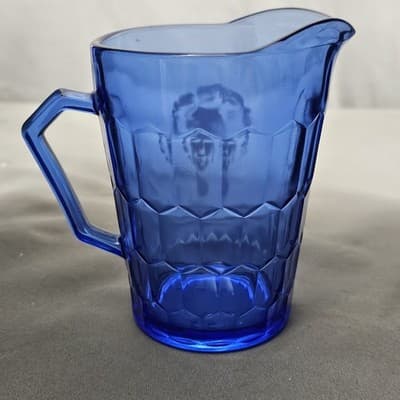 Vintage Cobalt Blue Glass Shirley Temple Pitcher Creamer 4" - Thumbnail 3
