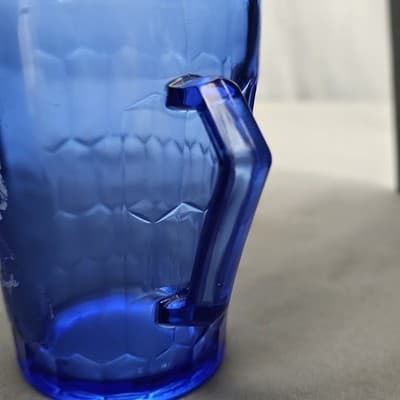 Vintage Cobalt Blue Glass Shirley Temple Pitcher Creamer 4" - Thumbnail 6