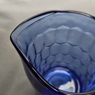 Vintage Cobalt Blue Glass Shirley Temple Pitcher Creamer 4" - Thumbnail 8