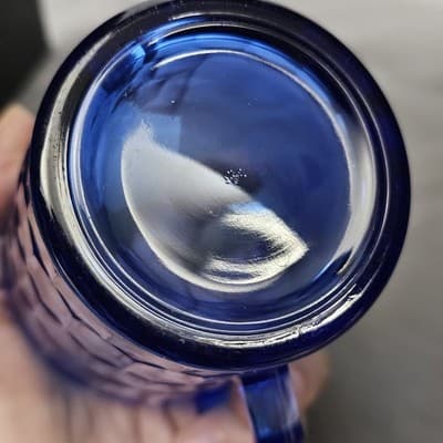 Vintage Cobalt Blue Glass Shirley Temple Pitcher Creamer 4" - Thumbnail 5
