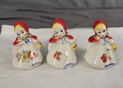 3 Vintage Little Red Riding Hood Salt & Pepper Shakers - Thumbnail 2