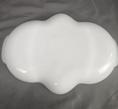 Vintage Fire King Oven Ware Milk Glass Gold Trim Serving Platter 11" x 7.5" - Thumbnail 3