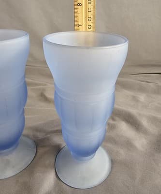 (2) Indiana Glass Frosted Blue Parfait/Milkshake/Sundae 6.75”Dishes Glasses - Thumbnail 5
