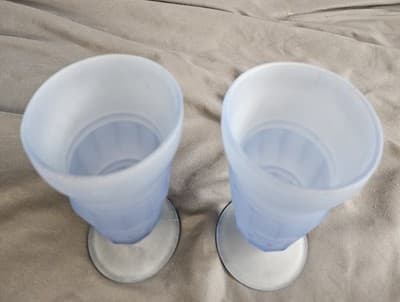 (2) Indiana Glass Frosted Blue Parfait/Milkshake/Sundae 6.75”Dishes Glasses - Thumbnail 3