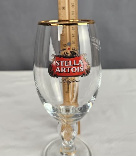 Stella Artois Gold Rimmed Beer Glass Stem Chalices 33 CL M18 Glass - Thumbnail 6