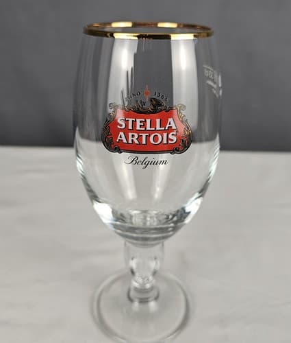 Stella Artois Gold Rimmed Beer Glass Stem Chalices 33 CL M18 Glass - Thumbnail 2