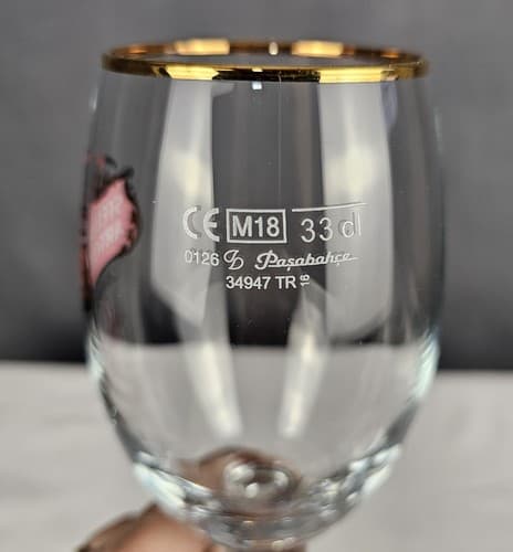 Stella Artois Gold Rimmed Beer Glass Stem Chalices 33 CL M18 Glass - Thumbnail 3