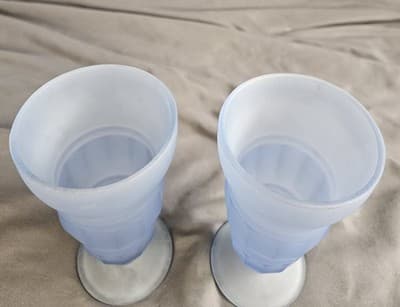 (2) Indiana Glass Frosted Blue Parfait/Milkshake/Sundae 6.75”Dishes Glasses - Thumbnail 4