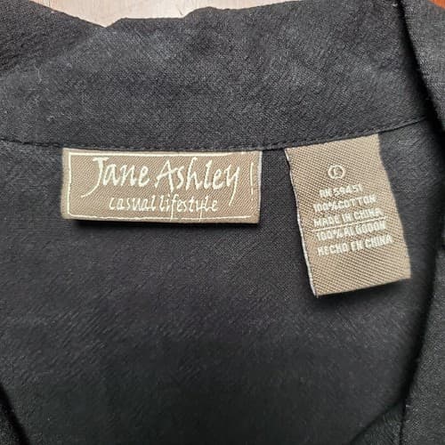 Vintage Jane Ashley Womens Embroidered Safari Button Down Shirt Large Cotton - Thumbnail 5