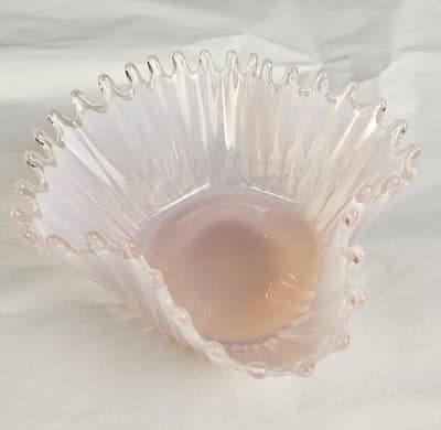 FOSTORIA Pink Heirloom Opalescent Crimped Glass Bowl Vintage (Pinker) MCM - Thumbnail 11