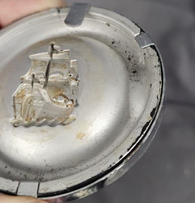 1955 56 PLYMOUTH SAVOY BELVEDERE PLAZA USED MOPAR STEERING WHEEL HORN BUTTON - Thumbnail 7