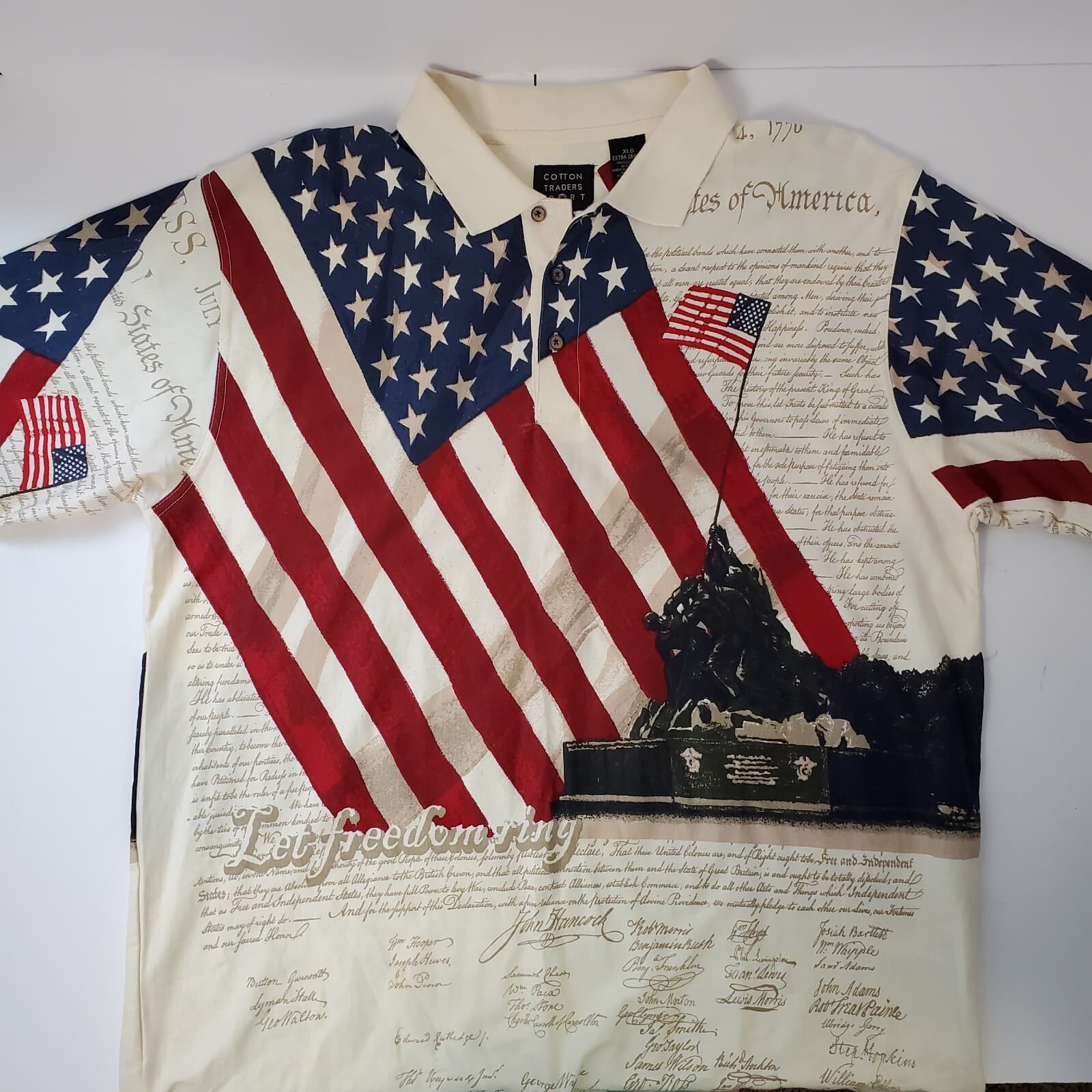 Cotton Traders Sport Polo Mens Shirt XLG Patriotic Red White Blue Golf - Thumbnail 5
