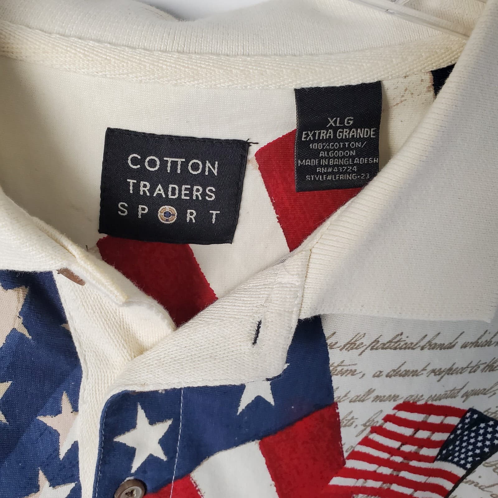Cotton Traders Sport Polo Mens Shirt XLG Patriotic Red White Blue Golf - Thumbnail 3