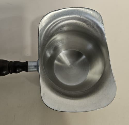 Vintage Pewter Double Spouted Saucepan Brandy Warmer with Wood Handle Conneticut - Thumbnail 7