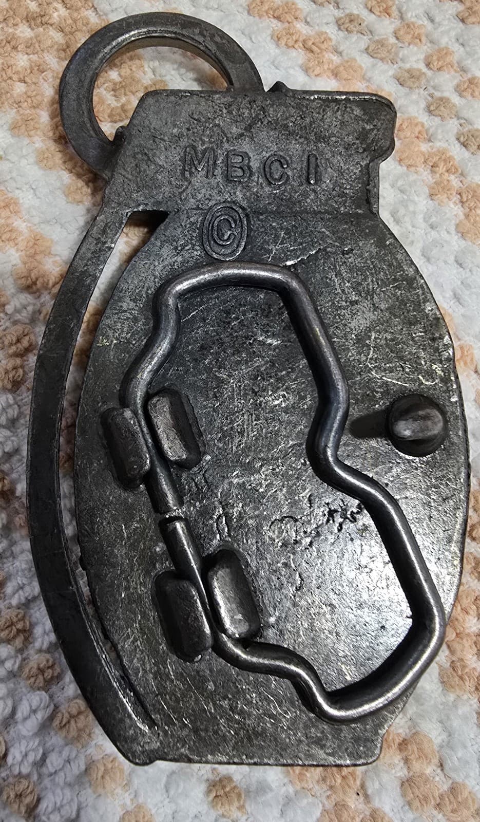 MBCI Grenade Pin Explosive Novelty Belt Buckle Brass - Thumbnail 2