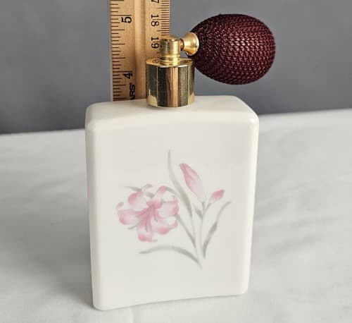 Jasco Perfume bottle Glass Made in Taiwan Clean Nice Pink Lily - Thumbnail 9