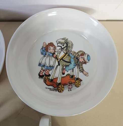 Vintage Raggedy Ann and Andy 1969 Melamine Cereal Bowls Plate cups Oneida Deluxe - Thumbnail 8