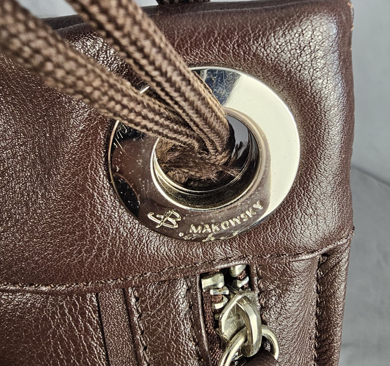 B. Makowsky Durango Soft Pebble Brown Leather Convertible Crossbody Shoulder Bag - Thumbnail 3