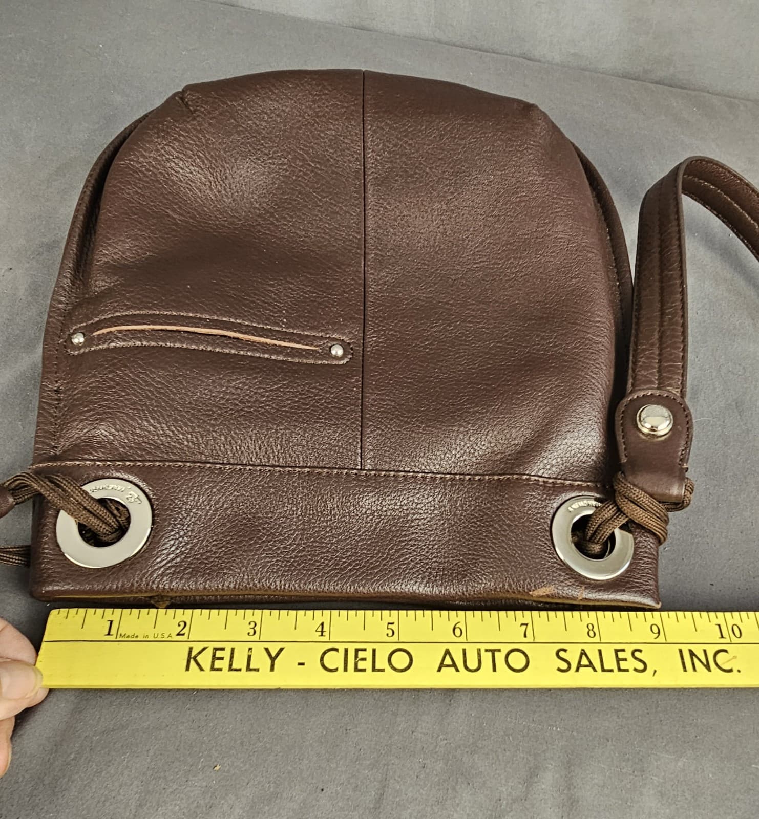 B. Makowsky Durango Soft Pebble Brown Leather Convertible Crossbody Shoulder Bag - Thumbnail 18