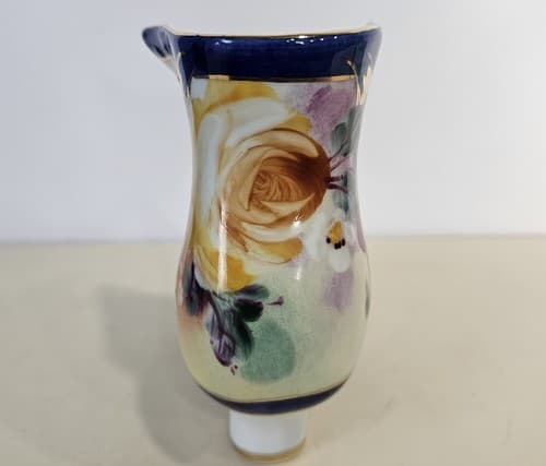 Vintage Hand Painted NIPPON VICTORIAN BOOT Vase ~ CABBAGE ROSES and Gold Trim - Thumbnail 4