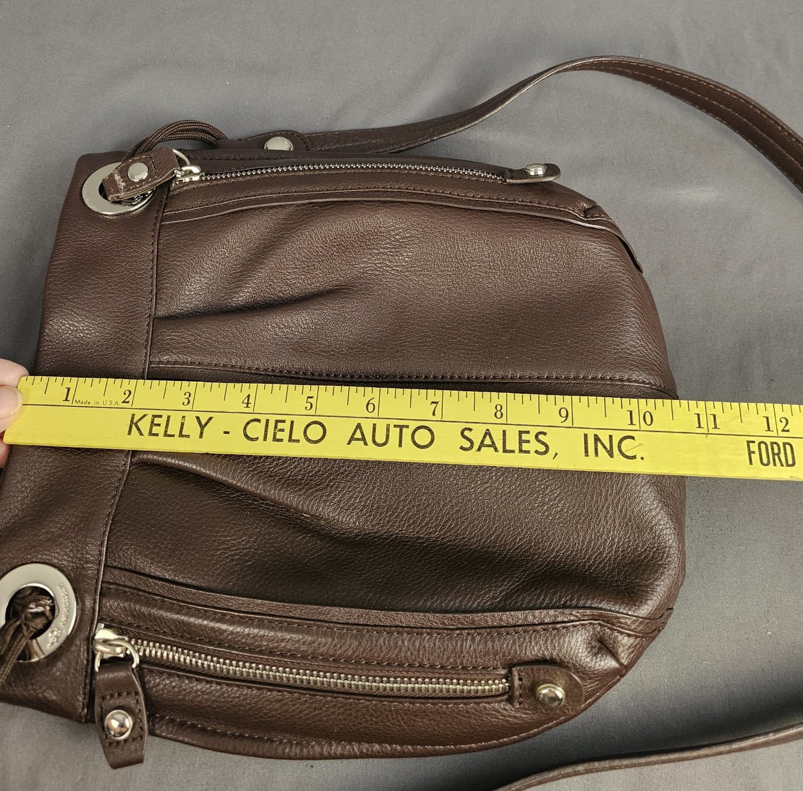 B. Makowsky Durango Soft Pebble Brown Leather Convertible Crossbody Shoulder Bag - Thumbnail 17