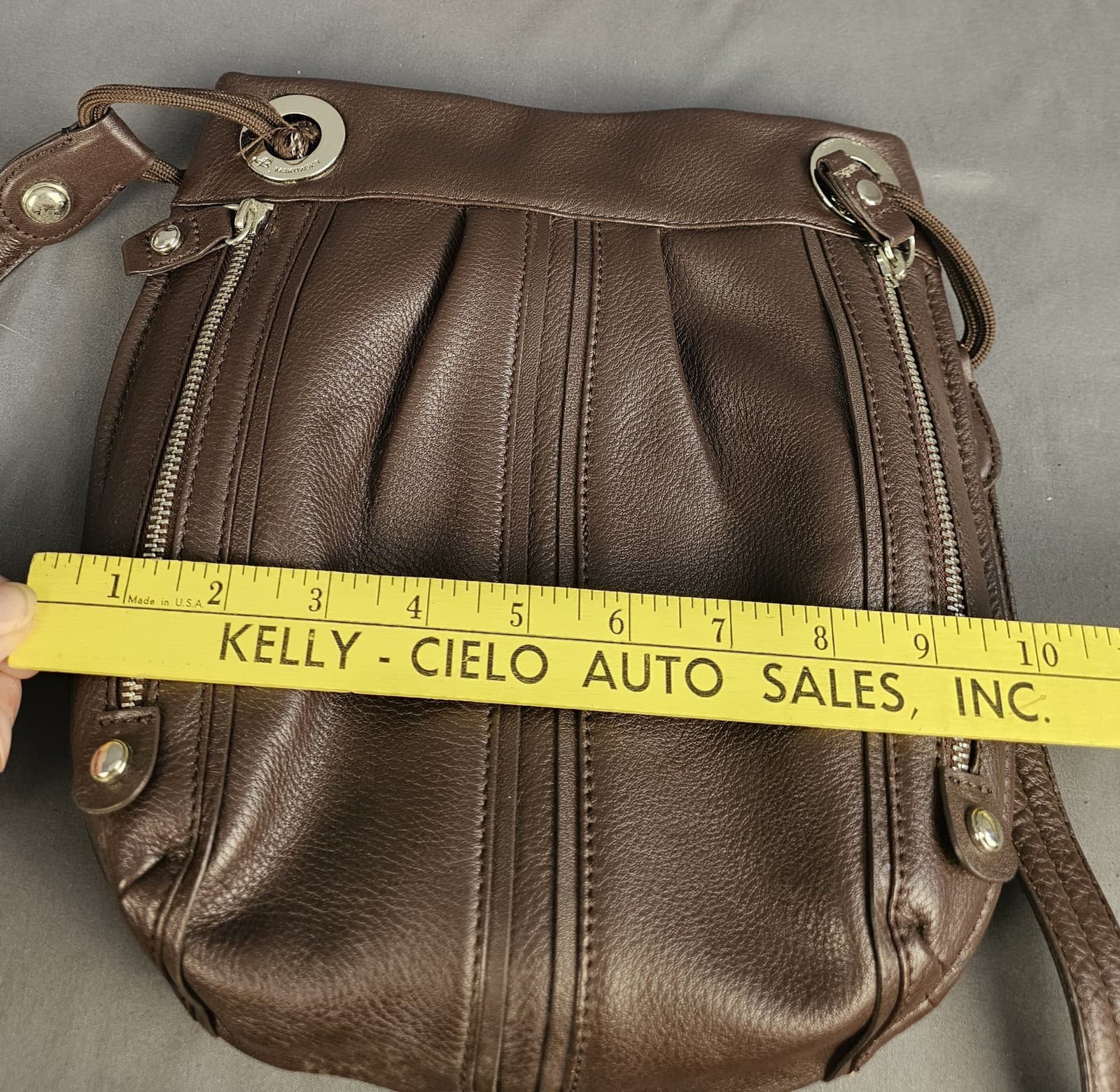 B. Makowsky Durango Soft Pebble Brown Leather Convertible Crossbody Shoulder Bag - Thumbnail 16